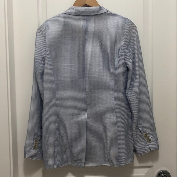 Club Monaco Lightweight Pinstripe Sheer Blazer - Size 00 - Picture 2 of 9